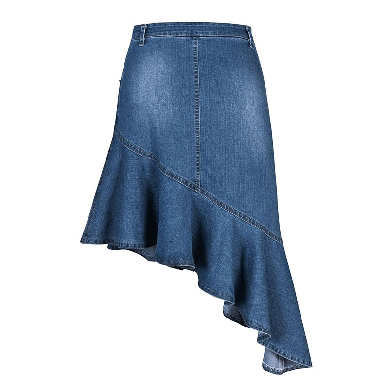 Women's Summer Ruffled Denim Mini Skirt