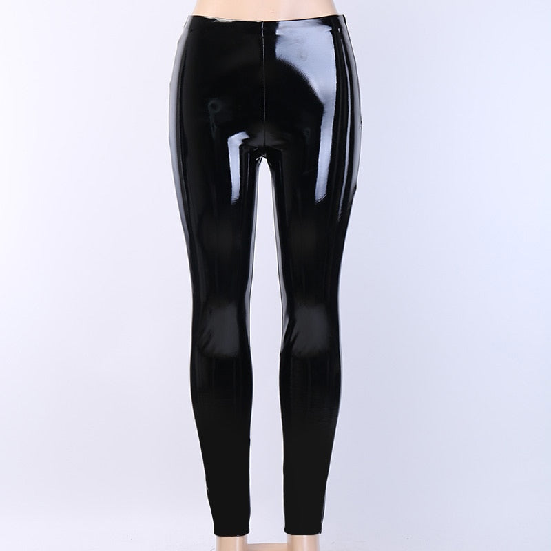 Women's Skinny Faux Leather Zipper Pants