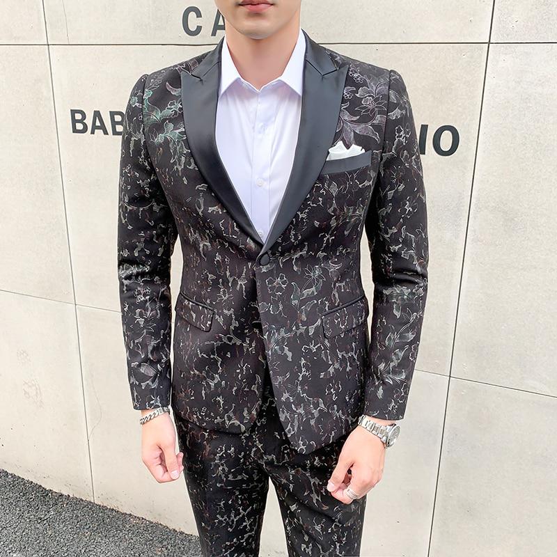 Men's Jacquard Suit | Blazer & Vest & Pants