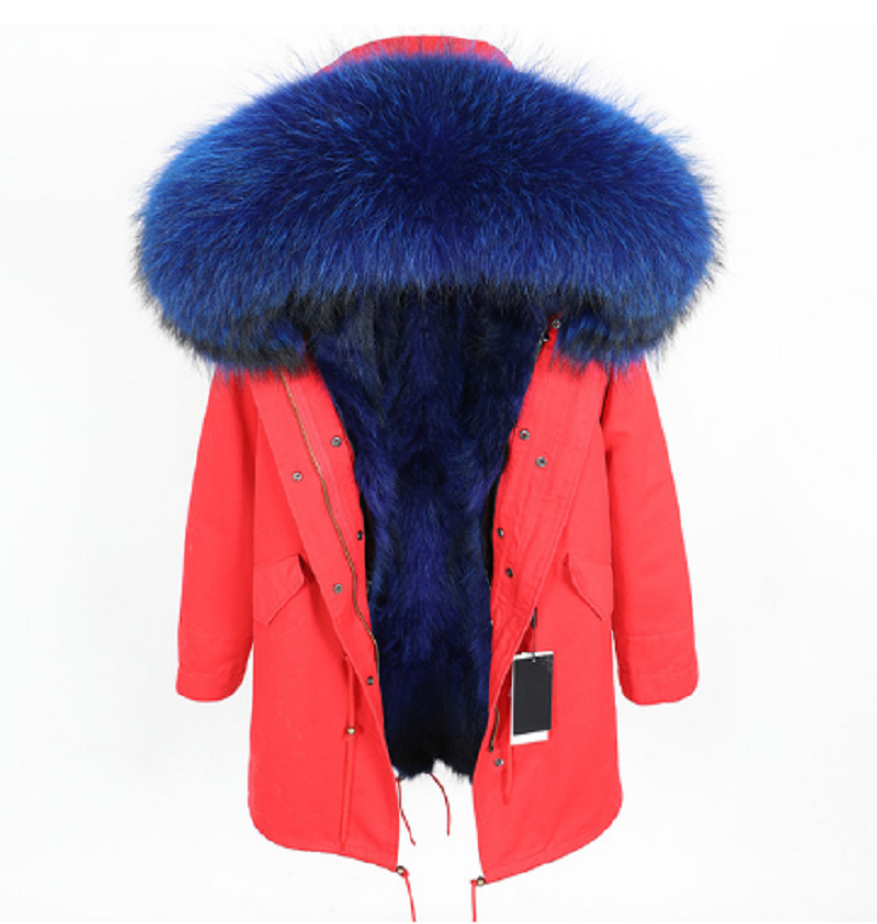 Women's Winter Casual Long Hooded Warm Parka With Raccoon Fur