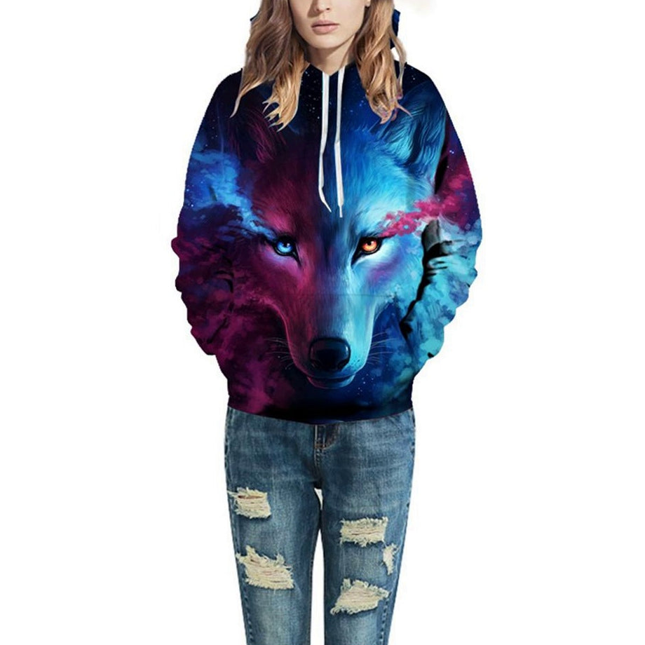 Men's/Women's Spring/Autumn Casual Hoodie With Wolf Print