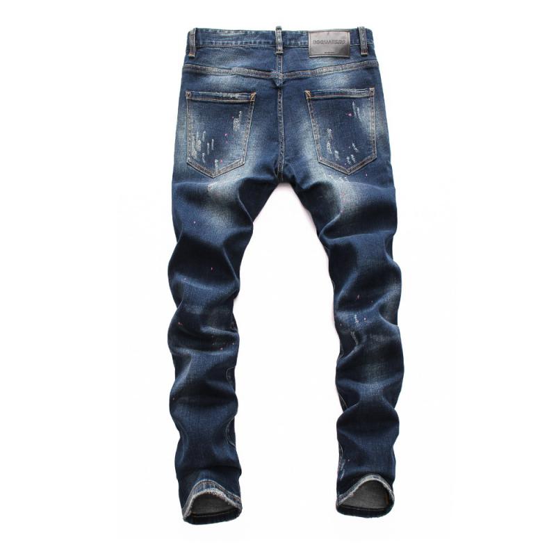 Men's Printed Ripped Jeans With Buttons