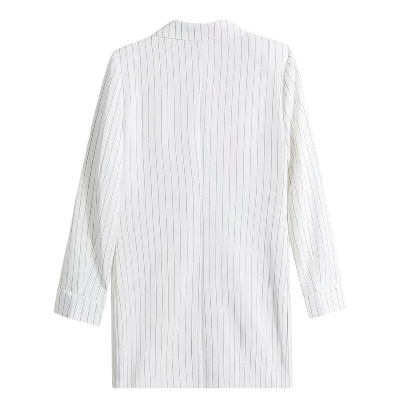 Women's Polyester Striped Long Blazer