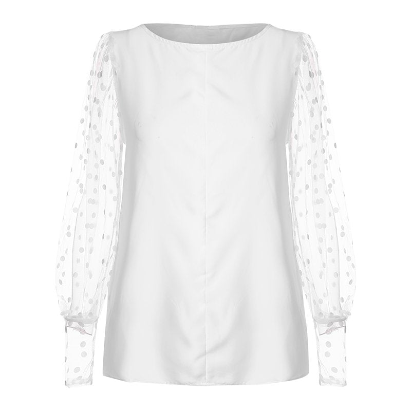 Women's Summer Casual Patchwork O-Neck Blouse With Lace