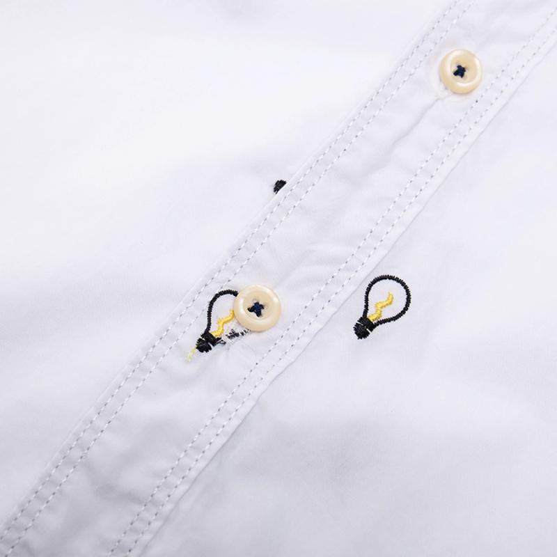 Men's Casual Cotton Long Sleeved Shirt With Embroidery
