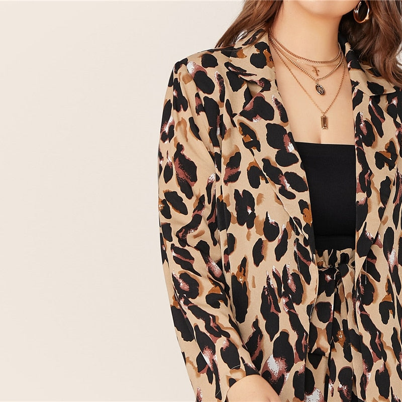 Women's Summer Casual Leopard Two-Piece Suit | Plus Size