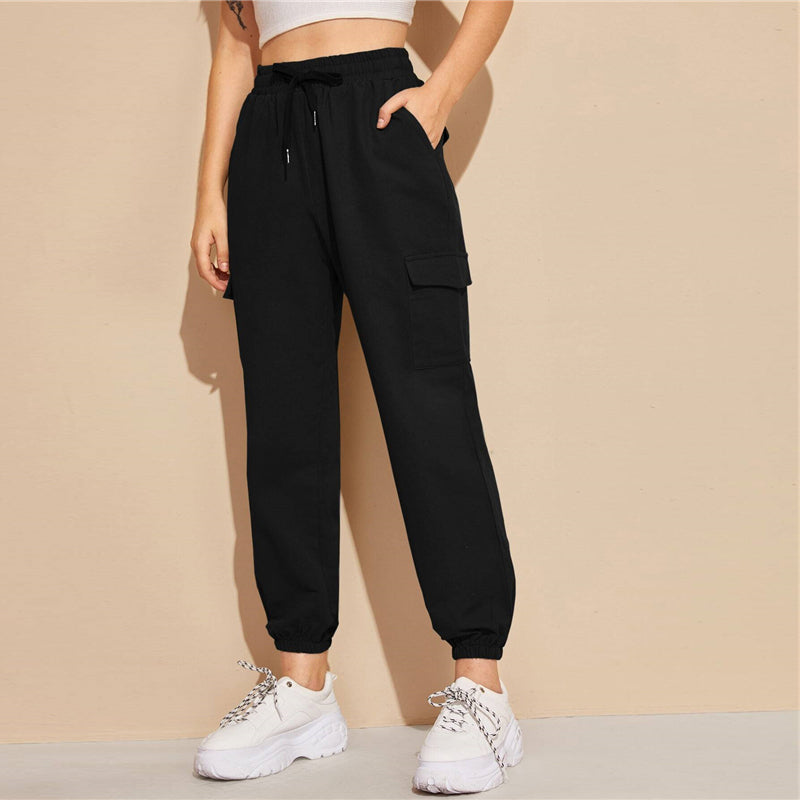 Women's Casual High-Waist Joggers With Pockets