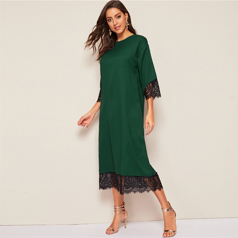 Women's Summer Loose Long Dress With Lace