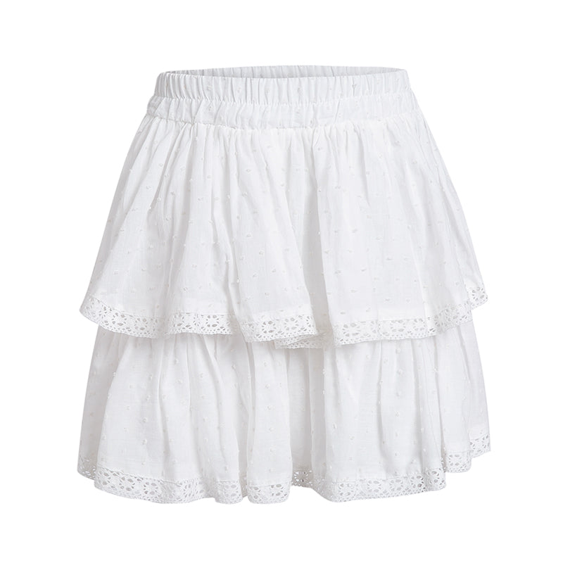 Women's Summer Casual High-Waist Skirt With Polka Dot Print