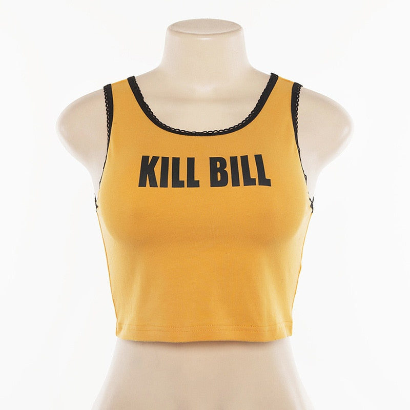 Women's Summer Casual Sleeveless O-Neck Crop Top "Kill Bill"