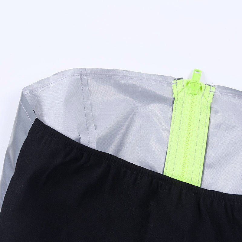 Women's Summer Reflective Strapless Zipper Crop Top