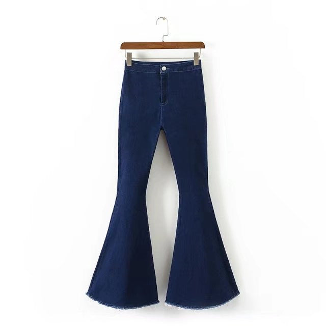 Women's Skinny Jeans With Wide Trousers-Legs
