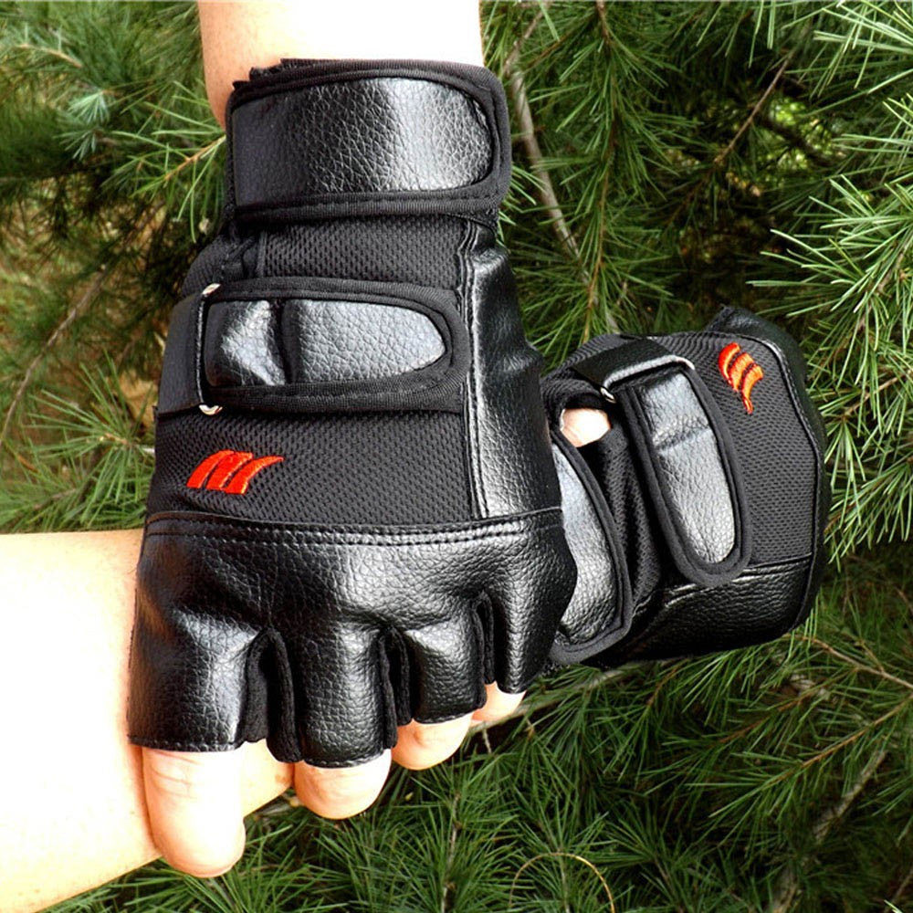 Men's Winter Fingerless Leather Gloves