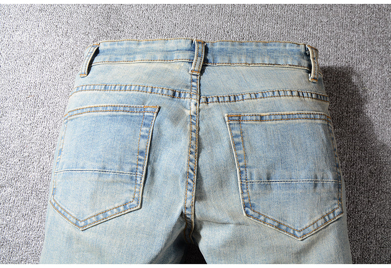 Men's Skinny Ripped Elastic Jeans