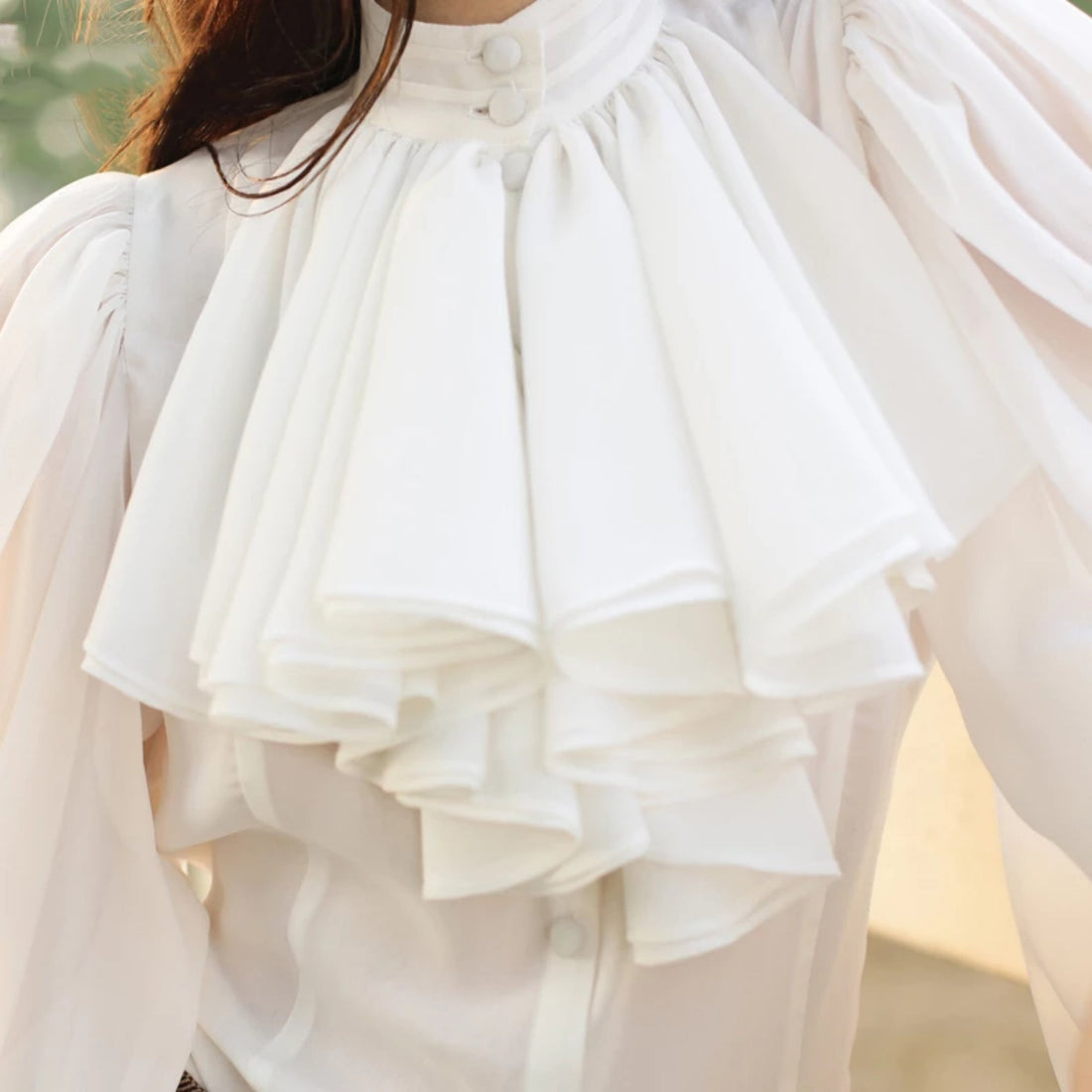 Women's Spring Chiffon Long-Sleeved Blouse With Buttons
