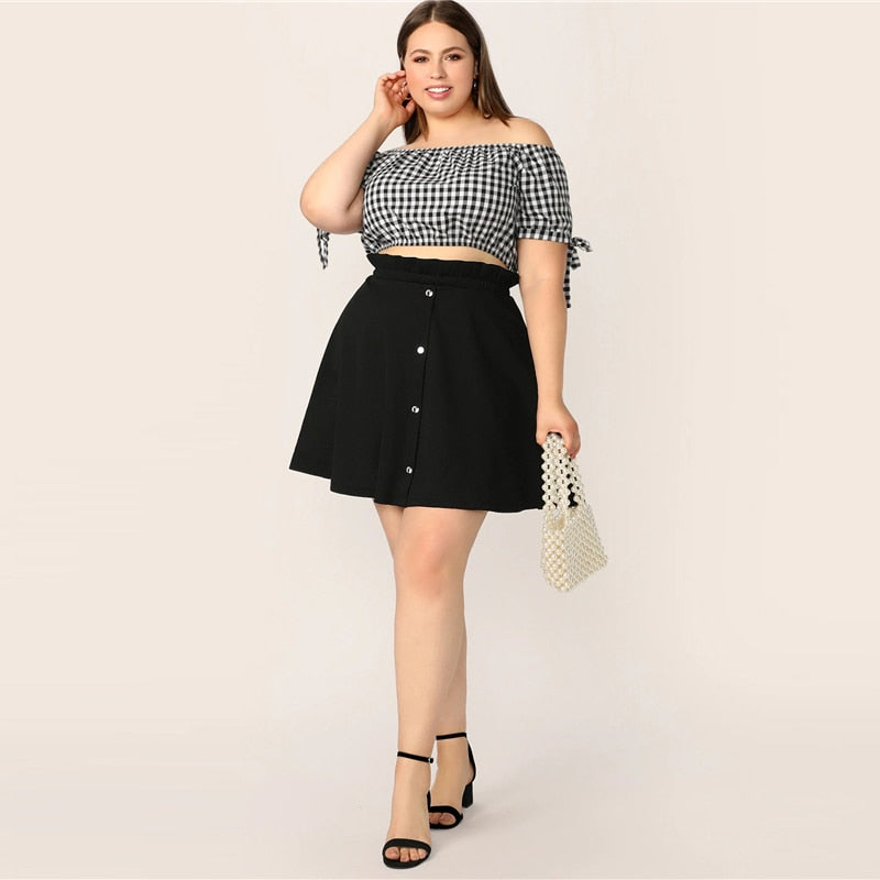 Women's Casual A-Line Buttoned Mini Skirt | Plus Size