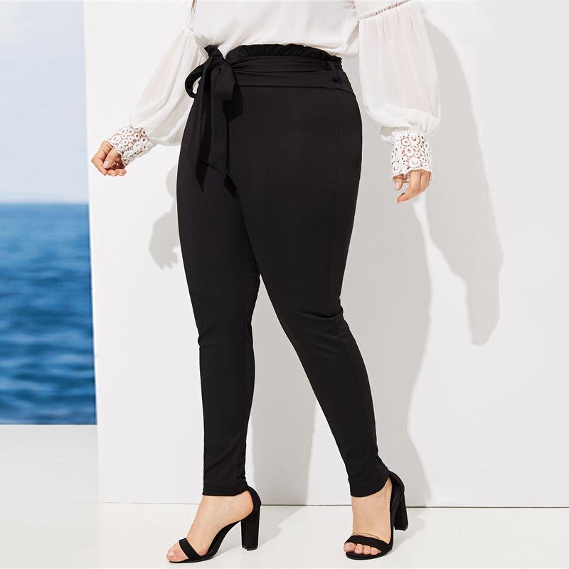 Women's Spring Casual Mid Waist Skinny Pants | Plus Size