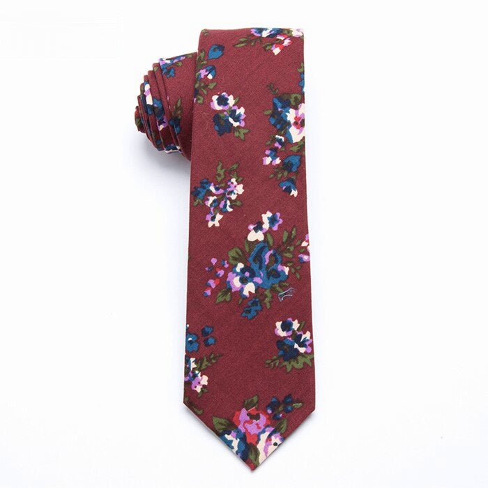 Men's Cotton Thin Tie With Print