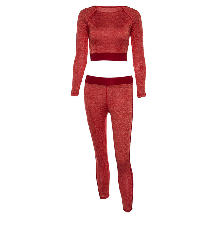 Women's Autumn Patchwork Long-Sleeved Two-Piece Sport Tracksuit
