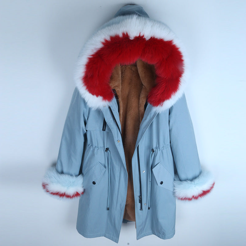 Women's Winter Casual Long Warm Parka With Fox Fur