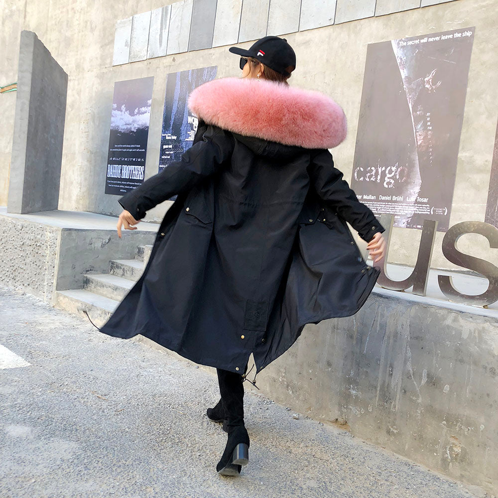 Women's Winter Casual Warm Hooded Long Parka With Fox Fur