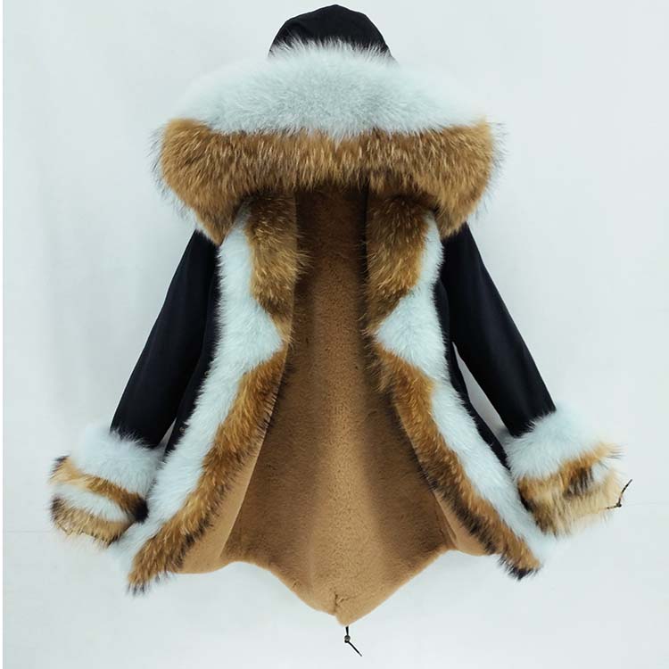 Women's Winter Casual Long Warm Parka With Raccoon Fur
