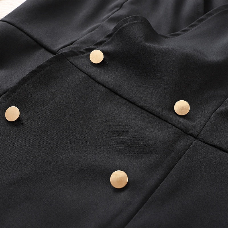 Women's Spring/Autumn Casual V-Neck Buttoned Short Dress
