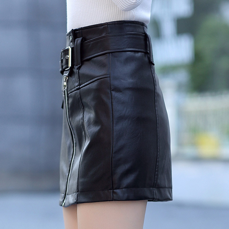 Women's Spring/Summer Casual High-Waist PU Leather Slim Skirt