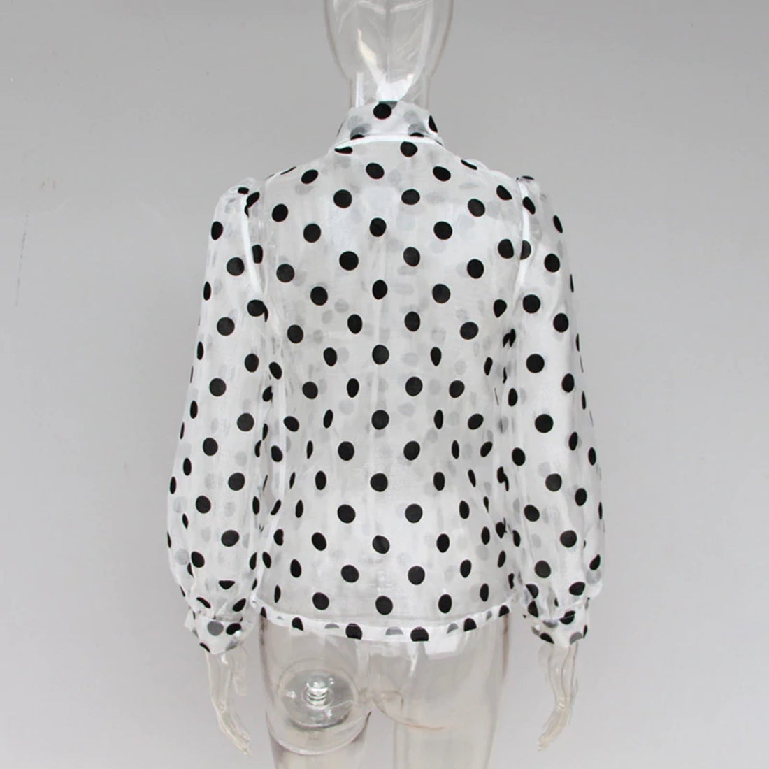 Women's Polyester Long-Sleeved Blouse With Polka Dot Print