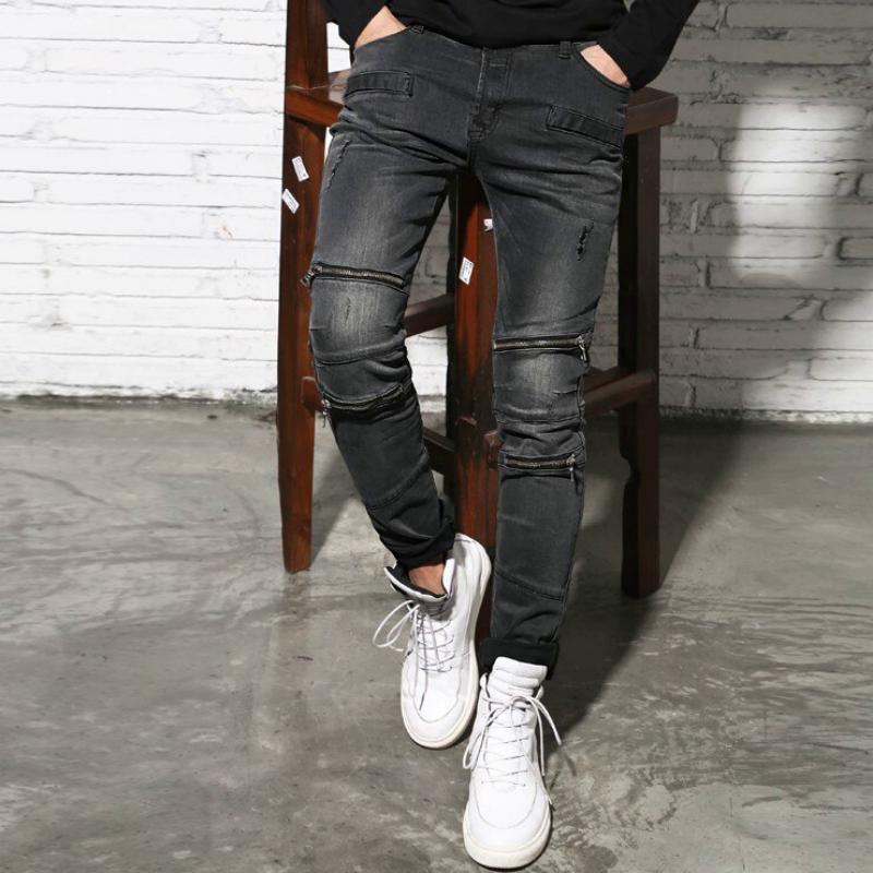 Men's Straight Jeans With Zippers