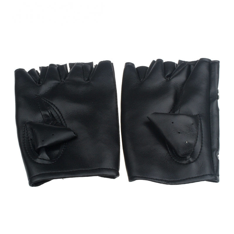 Men's Leather Fingerless Gloves With Square Rivets