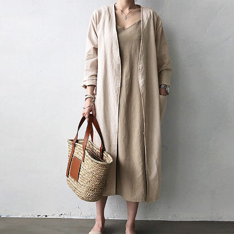 Women's Spring/Summer Casual Long Cardigan With Pockets