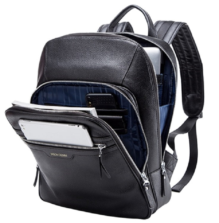 Men's Genuine Leather Schoolbag for 14 Inch Laptop