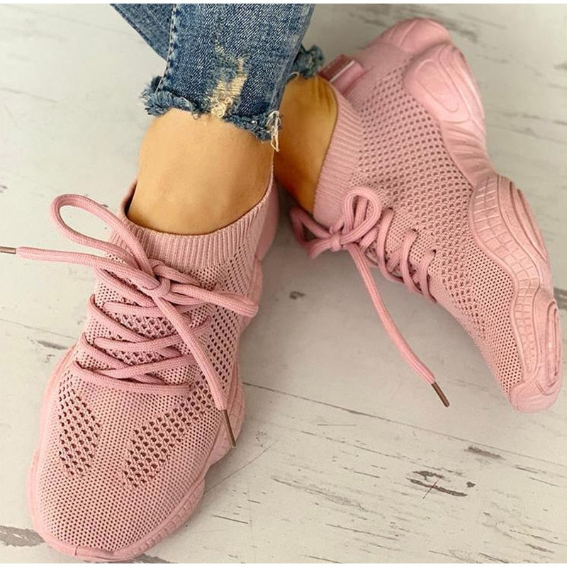 Women's Autumn Breathable Mesh Lace Up Sneakers