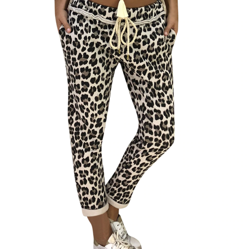 Women's Casual Polyester Leopard Long Pants