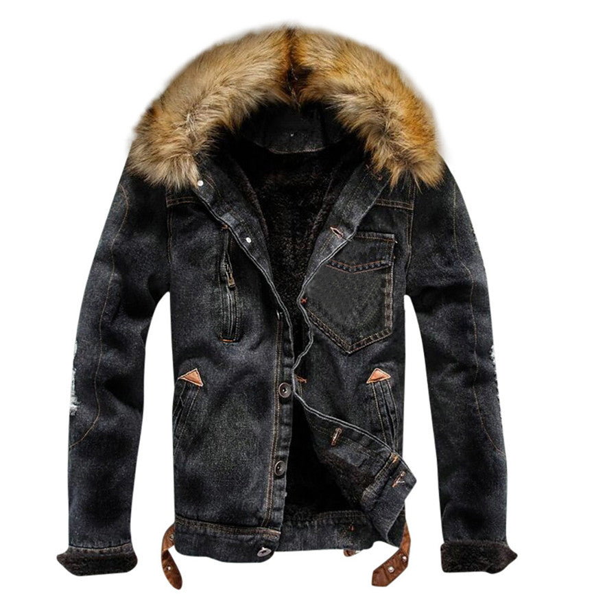 Men's Winter/Autumn Denim Hooded Jacket