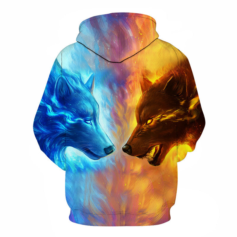 Men's/Women's Casual Hooded Sweatshirt With Wolf Print