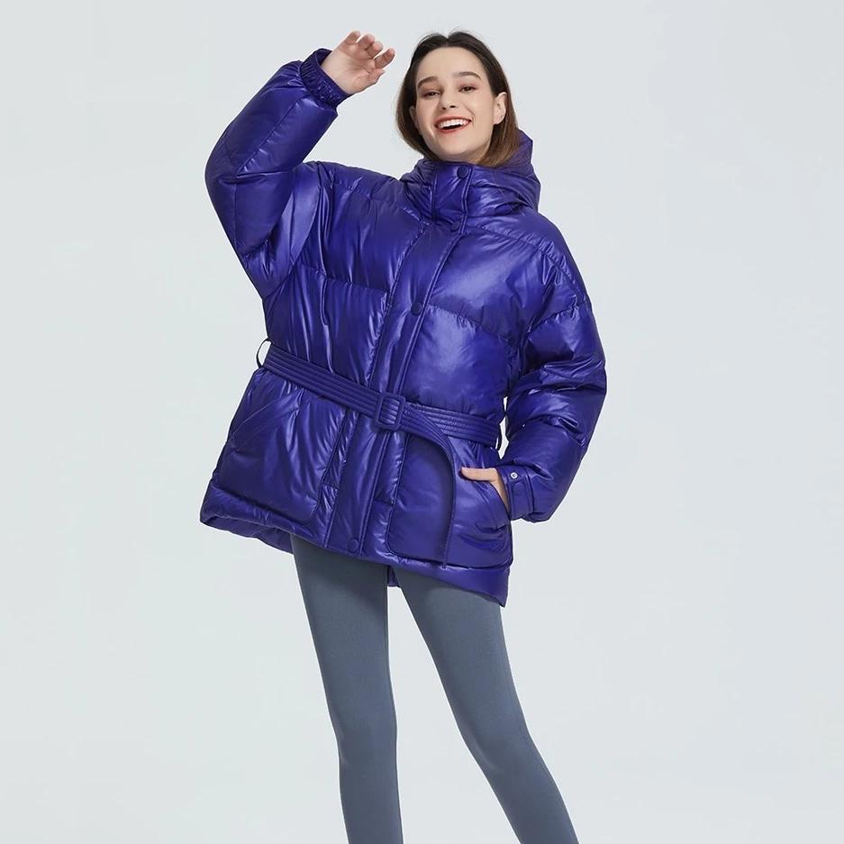Women's Winter Polyester Thick Parka With Belt