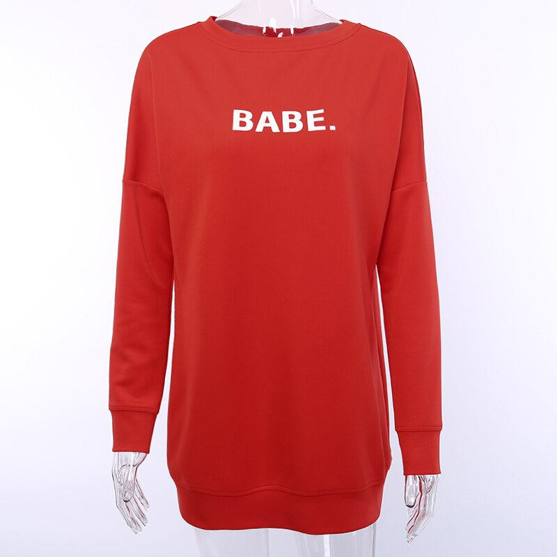 Women's Autumn/Winter Warm Loose O-Neck Long Sweatshirt "Babe"