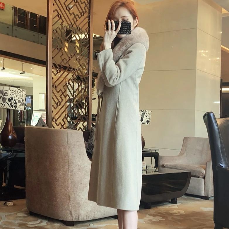 Women's Winter Casual Slim Long Trench With Fox Fur