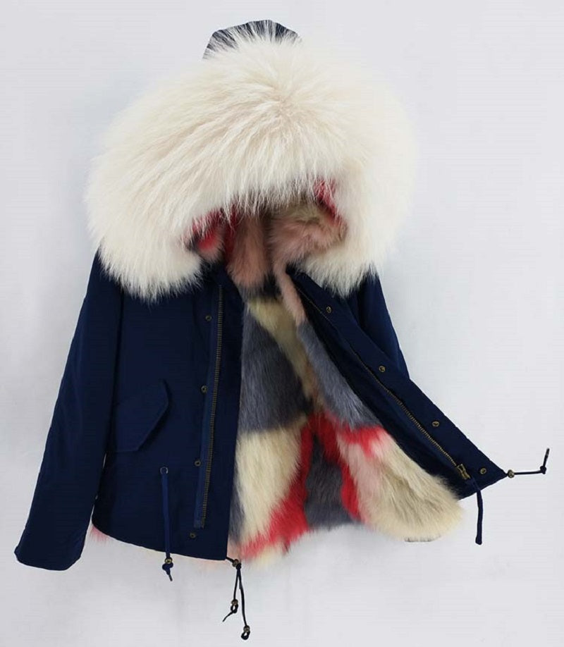 Women's Winter Casual Slim Long Parka With Raccoon Fur