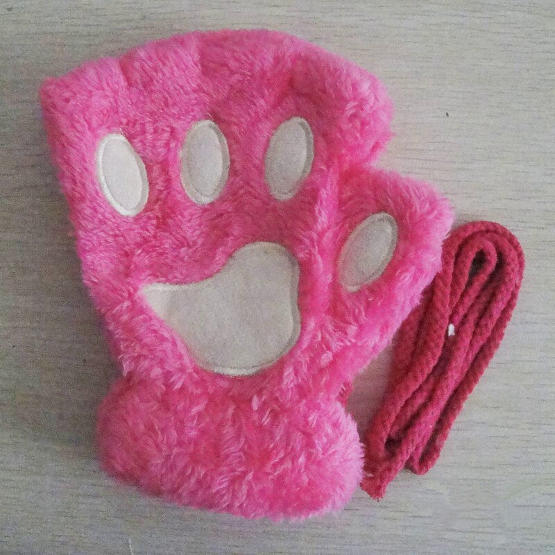 Women's Winter Fingerless Plush Gloves