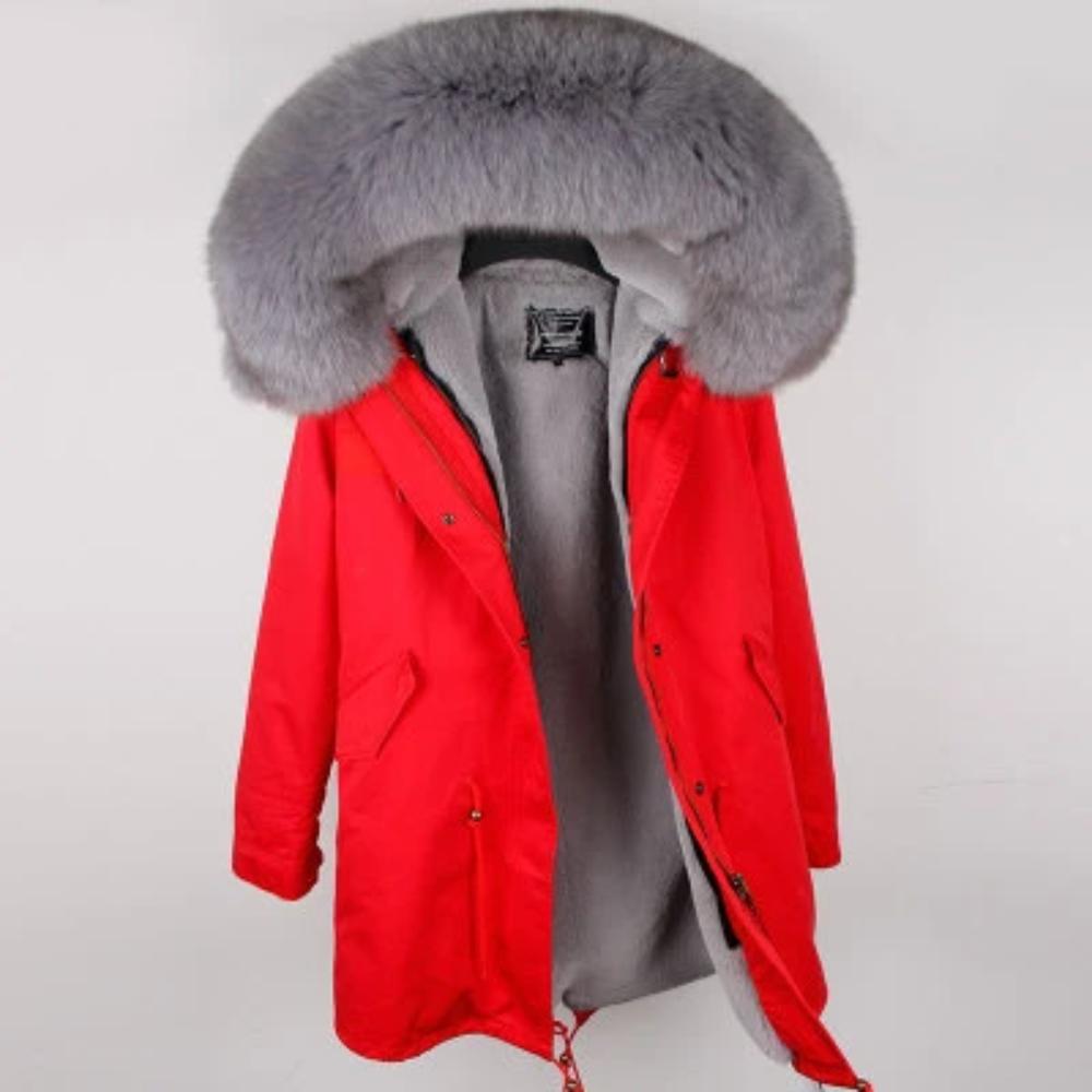 Women's Winter Casual Thick Slim Long Parka With Fox Fur