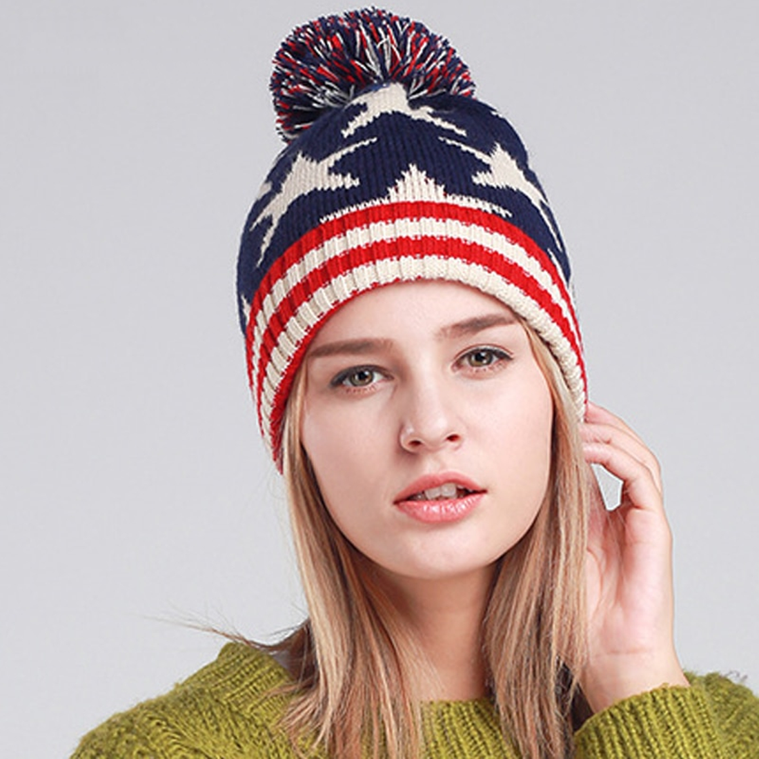 Women's Winter Warm Stretchy Hat With Pompom