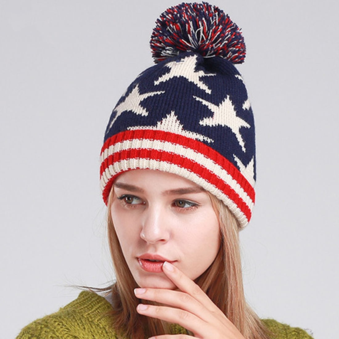Women's Winter Warm Stretchy Hat With Pompom