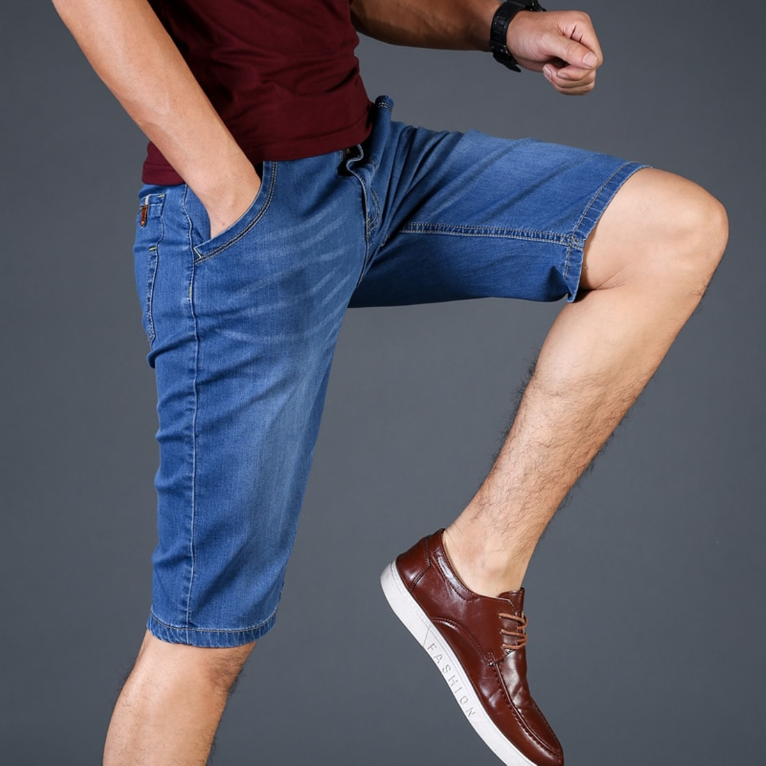 Men's Summer Casual Denim Stretchy Shorts