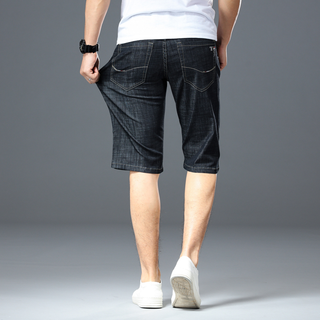 Men's Summer Denim Elastic Slim Shorts | Plus Size