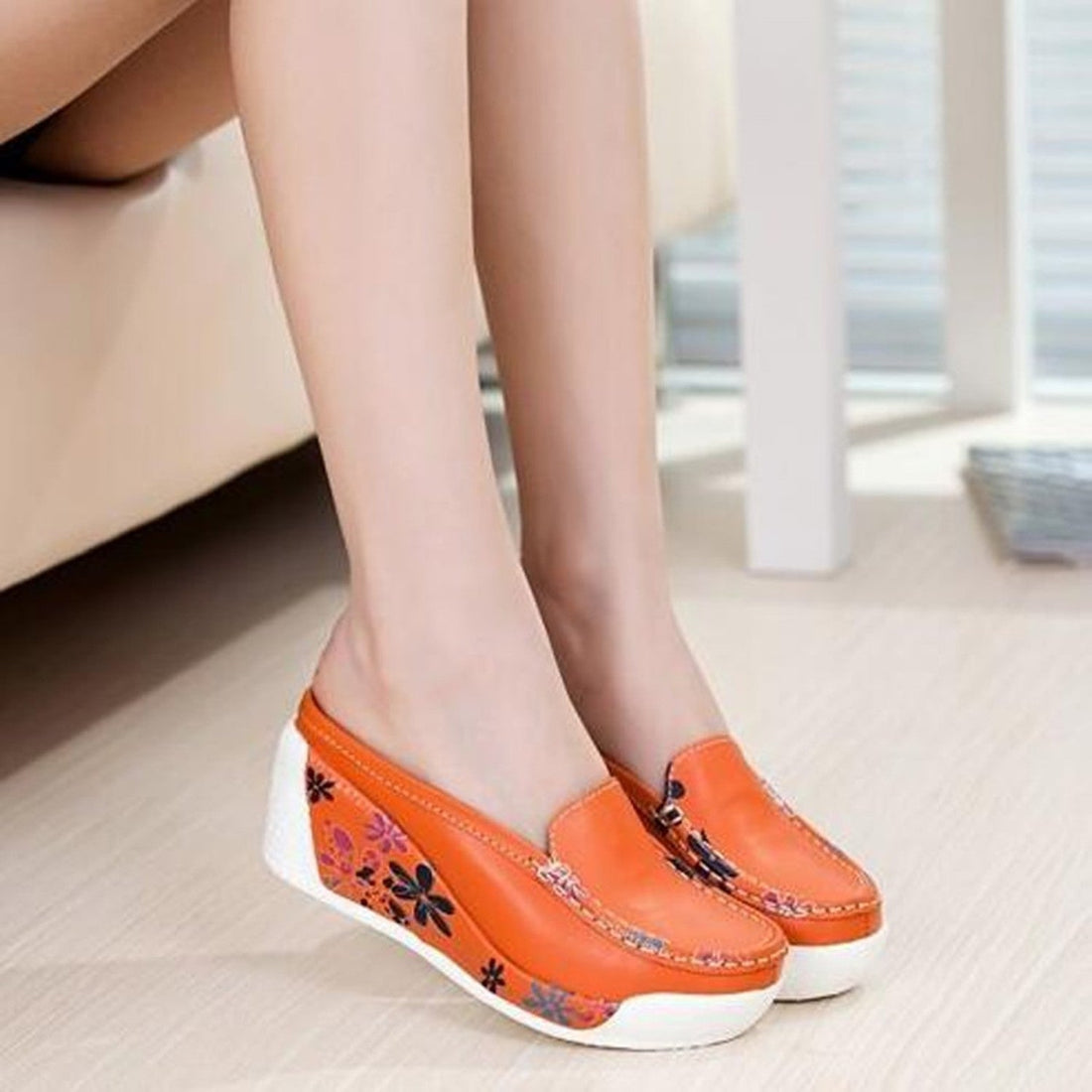 Women's Spring/Summer Platform Shoes With Flower Print