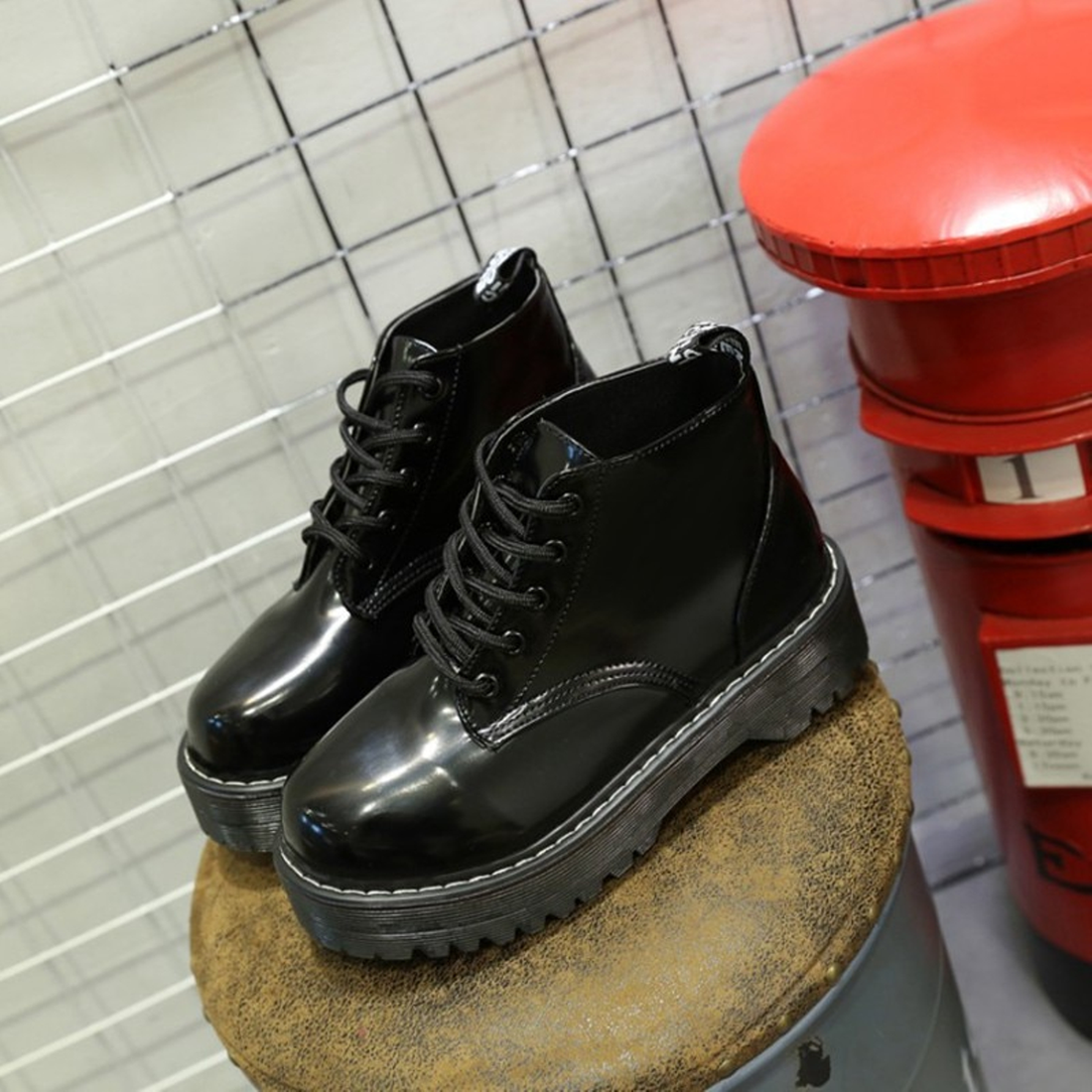 Women's Autumn/Winter Platform Leather Ankle Boots