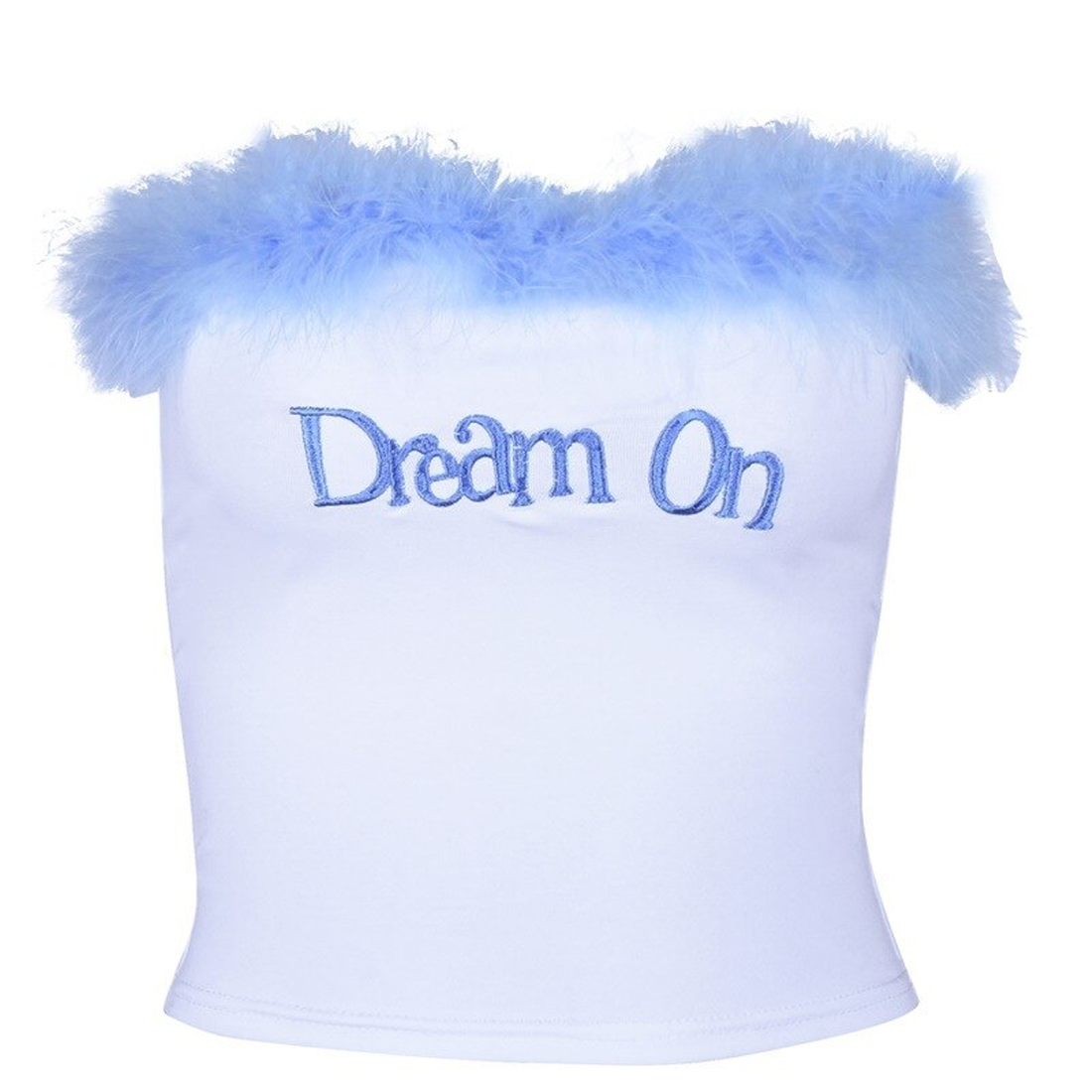 Women's Casual Strapless Stretchy Top With Feathers "Dream On"